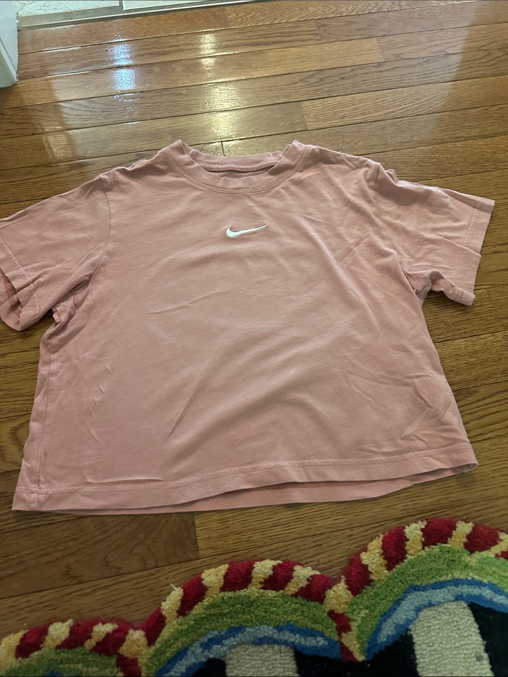 Nike Blush Pink Cropped Swoosh Tee